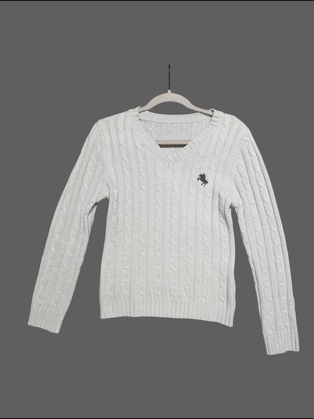 Ralph Lauren Polo Grey Cable Knit V-Neck Sweater Women's Medium